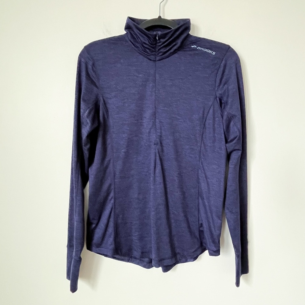 Brooks Dash 1/2 Zip Long Sleeve Running Top Womens Medium Navy Blue